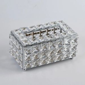 Boîte à mouchoirs en cristal plaqué or, rectangulaire géométrique, décorative pour la maison, le salon, les mariages et les fêtes - Product Image 4