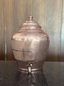 Polished <b>Copper</b> Water Dispenser Container Mat finish Matka Round Traditional Metal Crafts with Tap wholesale B2B - Product Image 2