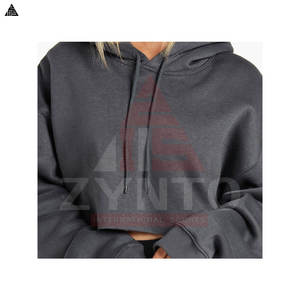 เสื้อครอปท็อปผู้หญิงแบบใหม่ ขายส่ง คุณภาพสูง โลโก้สั่งทำได้ วัสดุผ้าฟลีซ ผ้าฝ้ายผสม เสื้อฮู้ดครอป - Product Image 6