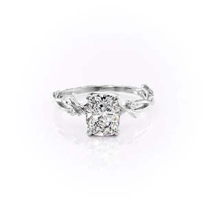 Bague en argent fin pour femme avec moissanite taille coussin VVS1 couleur D, motif vigne unique, cadeau Saint-Valentin - Product Image 3