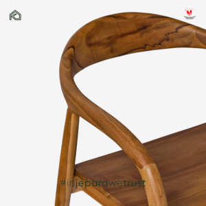 Premium Indonesian Teak <b>Wood</b> <b>Armchair</b> Contemporary Curved Wooden Dining Chair for Hotel Restaurant Resort - Product Image 5