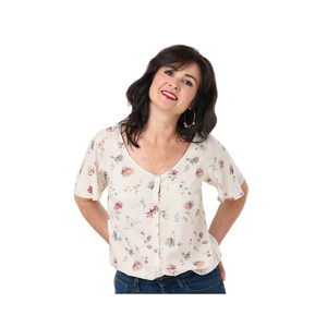 Ropa de mujer Top con estampado digital Nuevo color beige de moda Top corto hecho a medida de alta calidad - Product Image 5