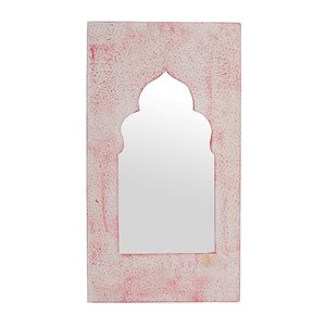 <b>Pink</b> Textured Mother of Pearl Inlay Wood <b>Frame</b> Round Durable Bohemian Wall Mirror Decorative for Bedroom Office Living Room - Product Image 2