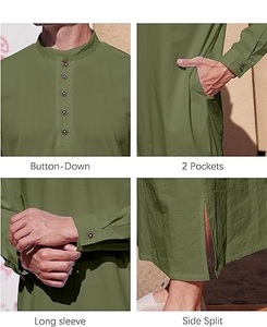 Vente en gros OEM de thobes personnalisés pour hommes, vêtements islamiques en coton, design saoudien long, thobes Jubbah grande taille pour hommes musulmans - Product Image 5