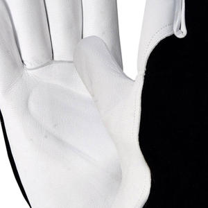 Guantes de trabajo de cuero de grano de cabra con dorso de tela de algodón entrelazado, guantes de conducción de cuero transpirables, cómodos y seguros para las manos. - Product Image 6