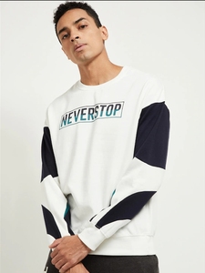 Sudadera Blanca de Cuello Redondo para Hombre, Manga Raglán, Logotipo Estampado, Informal, de Punto, 100% Algodón, Corte Regular, para Otoño - Product Image 5