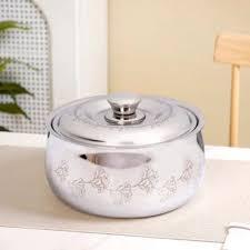 Stainless Steel Casserole <b>Pot</b> With <b>Lid</b> Round Minimalist Design Durable Metal Cookware For Gas And Induction Stoves - Product Image 2