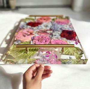 <b>Top</b> Attractive Design <b>Resin</b> Serving Tray for Office and Hotels Coffee and Tea Serving Epoxy <b>Resin</b> Tray - Product Image 5