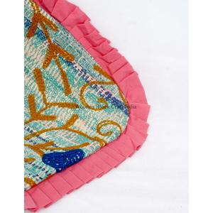 Cute Magnetic Closure Ruffles Hand <b>Pouch</b> Women's Kantha Messenger Fashionable Cosmetics Travel Eco-Friendly Lightweight Foldable - Product Image 5