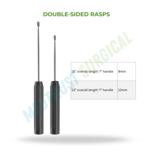 Raspador Espinal de Doble Cara de 15 y 13 Pulgadas de Longitud Total, Mango de 7 Pulgadas, Instrumento Ortopédico para Placas Endéuticas - Product Image 2