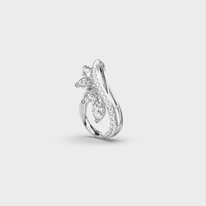 Collier pendentif de luxe pour femme en argent 925 plaqué rhodium avec diamant marquise, motif floral, chaîne maille forçat - Product Image 3
