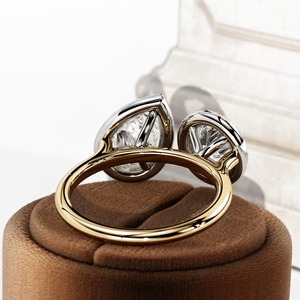 <b>Unique</b> Design Pear & 18K Lab Created Diamond <b>Ring</b> Two 1 Carat Stones Halo IGI Certified Classic Style for Wedding/<b>Engagement</b> - Product Image 5