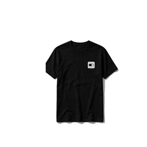 T-shirt noir à manches courtes et col rond pour homme avec logo graphique à interrupteur à bascule blanc - Product Image 2