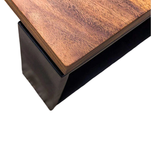 Mesa de Centro Industrial de Madera Maciza de Mango con Acabado en Miel y Base Metálica Negra Plegable y Resistente para Hogar, Oficina, Restaurante - Product Image 5