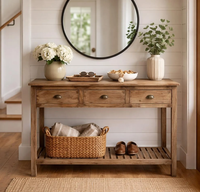 Table console moderne de luxe en bois de manguier massif, fabriquée à la main, sculptée à la main, pour l'entrée, l'hôtel, écologique, facile à nettoyer
