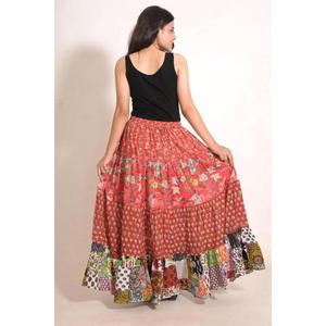 Boho <b>Patchwork</b> Cotton Long <b>Skirt</b> Handmade Indian Maxi <b>Skirt</b> Festival Beach & Casual Wear - Product Image 5