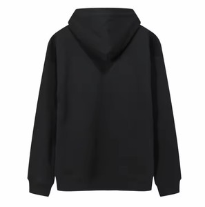 Sweat-shirt à capuche noir pour homme, coupe classique, en molleton, décontracté, avec poche, manches longues, couleur unie, tricoté, 100% coton, écologique - Product Image 2