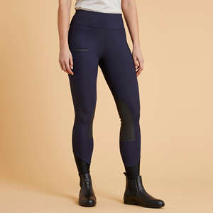 Leggings de equitación para mujer – Azul marino claro |   Leggings de equitación de cintura alta con parche en la rodilla - Product Image 1
