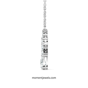 Collier Pendentif en Argent Sterling 925 avec Moissanite Coupe Poire Sertie Griffe, Chaîne à Maillons, Bijou Floral de Mariage pour Femme, Idéal Cadeau - Product Image 2