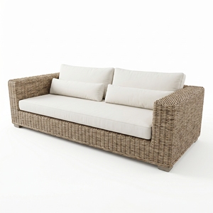 Saint Martinez <b>Sofas</b> Mahogany Wood Kuboo <b>Rattan</b> Grey Weaving Ksvw Fabric Couches Premium Resort Patio Furniture Seating Optionss - Product Image 1