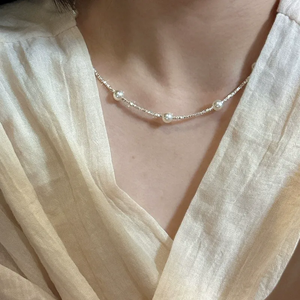 S925 Sterling Silver Shijiazu Broken Silver Necklace French Retro Elegant Cool Elegant Gympanic <b>Bead</b> Chain Jewelry - Product Image 5