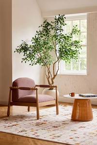 Fauteuil artisanal en teck à dossier rond, tissu mauve de luxe, siège de réception pour salon - Product Image 3