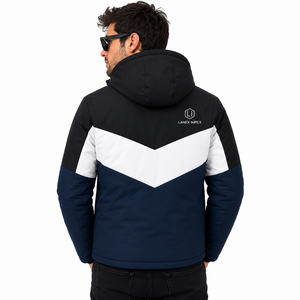 Men's Winter Hooded <b>Padded</b> <b>Jacket</b> <b>Waterproof</b> Windproof Color Block Outdoor Casual Warm Coat Full Zip Quilted <b>Jacket</b> OEM ODM - Product Image 4