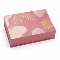 Boîte cadeau rigide de luxe personnalisée avec fermeture magnétique, matériaux recyclés, doublure en éponge, ensemble cosmétique rose pour soins de la peau, emballage avec dorure à chaud