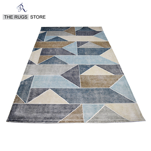 Tapis en laine tufté à la main, style nordique abstrait géométrique, motif triangulaire moderne, tapis de luxe - Product Image 4
