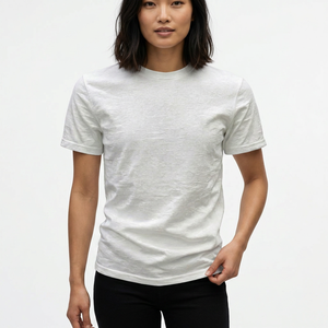 <b>Men's</b> <b>White</b> Cotton O-Neck Short Sleeve T-<b>Shirt</b> Regular Fit Casual Solid Color Jersey Knitted Plain Dyed Blank Design - Product Image 3