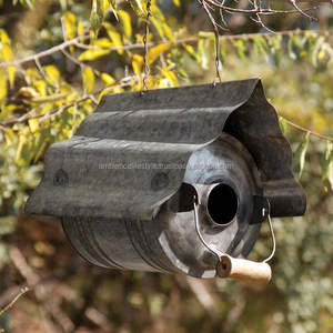 Nichoir décoratif vintage en métal pour oiseaux, abri suspendu de jardin, boîte de nidification extérieure pour petits oiseaux, respectueux de la faune, pour jardin - Product Image 3