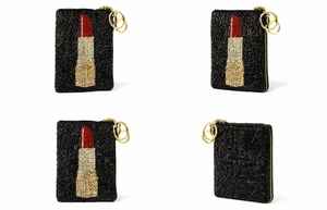 Porte-monnaie de luxe brodé à la main avec perles, design maquillage, mini portefeuille mignon pour femme, pochette cosmétique porte-clés à poignet - Product Image 2