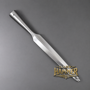 Pointe de lance médiévale viking forgée à la main en acier à haute teneur en carbone plaqué argent poli, forme de grande feuille, antique et moderne, prête pour le combat - Product Image 1