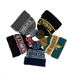 Trendy High Quality Acrylic Warm <b>Winter</b> Cold Hats <b>Caps</b> Knitted Adult Kids Beanie Custom Embroidery Logo With Pom Pom - Product Image 2