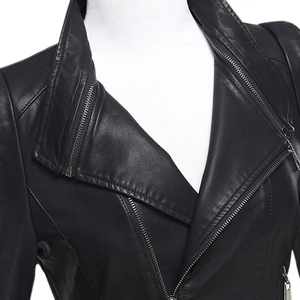 Chaqueta de cuero para mujer con diseño OEM personalizado, MOQ bajo, precio razonable, secado rápido, en venta. - Product Image 5