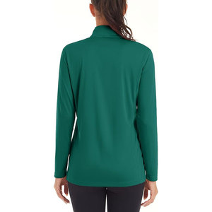 Polo de Manga Larga Verde para Mujer, 100% Poliéster, Tejido Transpirable, Ropa Deportiva Informal, Color Sólido, Manga Completa - Product Image 3