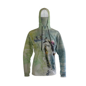 Sweat à capuche de pêche avec logo imprimé UPF50, imperméable, respirant, 100% polyester, personnalisation de la marque, vente en gros, couleurs et tailles personnalisées - Product Image 2
