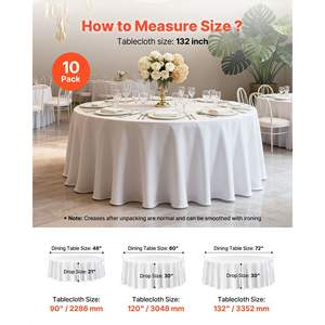 6 Pack 132-Inch White Polyester <b>Tablecloths</b> Stain Wrinkle-Resistant Machine Washable Covers for Wedding Party Banquet Formal - Product Image 5