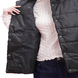 <b>Women's</b> Black Quilted <b>Puffer</b> Vest With Belt Turtleneck Sleeveless Waistcoat Casual Outerwear - Product Image 4