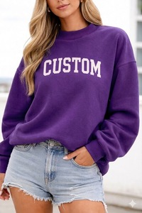 Sudadera de cuello alto de forro polar de poliéster/algodón para mujer, de manga larga, para otoño/invierno, estilo urbano, peso pesado, con logotipo personalizado, venta al por mayor - Product Image 2