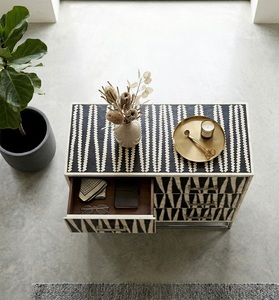 Aparador de Madera Maciza con Incrustaciones de Hueso, Hecho a Mano, con Diseño Floral, para Comedor, Sala de Estar o Dormitorio - Product Image 4