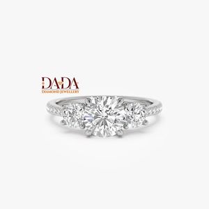 Bague de fiançailles à taille ronde pour femme, bague de mariage solitaire en diamant, bague de mariée classique à six griffes, élégante pour un anniversaire - Product Image 3