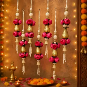 Traditional Pink Peony Floral Wall Hanging With And Gold Accents For <b>Wedding</b> Home Decor Balcony and <b>Ceiling</b> <b>Decoration</b> - Product Image 2