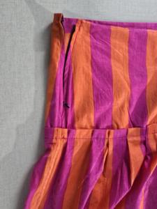 กระโปรงแม็กซี่สไตล์โบฮีเมียนหรูหรา ทำมือ ผ้าฝ้ายลายทางสีชมพูส้ม สำหรับฤดูร้อน มีซิปที่เอว เอวปกติสำหรับผู้หญิง - Product Image 5