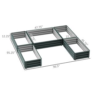 Set di 5 Grandi Fioriere Rialzate in Acciaio Verde 8x8x1ft, Vasi in Metallo 8x8x1ft per Piante da Esterno, Verdure, Fiori ed Erbe - Product Image 3
