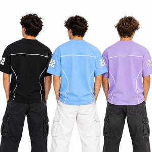 เสื้อยืดผู้ชายทรงปกติ แขนสั้น คอกลม สไตล์ลำลอง ผ้าคอตตอนเจอร์ซีย์ แห้งเร็ว ระบายอากาศได้ดี ความยาวปกติ แต่งขอบตัดสี - Product Image 2