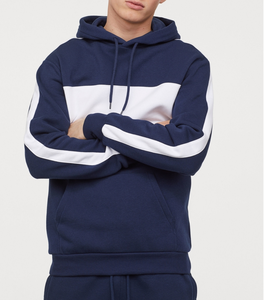 Sudadera con Capucha Azul Marino para Hombre, Diseño con Bloques de Color, Corte Regular, Informal, Tejida, para Otoño - Product Image 1