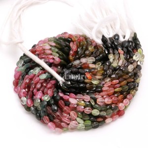Cuentas Ovaladas Facetadas de Turmalina Natural, Gema Suelta Multicolor Genuina, Hilo de Piedras Preciosas para Joyería Fina, 7 mm, 13 Pulgadas, Color Claro - Product Image 3
