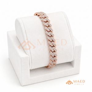 สร้อยข้อมือโรสโกลด์ประดับเพชรโมอิสซาไนต์แบบไมโครเพฟ ดีไซน์เก๋ทันสมัย เหมาะสำหรับใส่ทุกวัน เป็นของขวัญ สไตล์ไมอามี ชิคาโก - Product Image 5