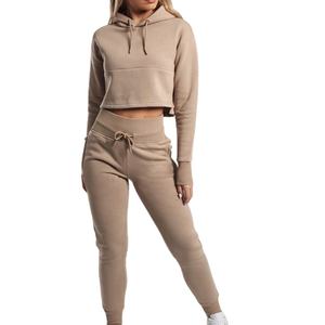New arrival 2021 High waist fitness sports women sweatpants and <b>crop</b> <b>tops</b> set gym tracksuit - Product Image 3